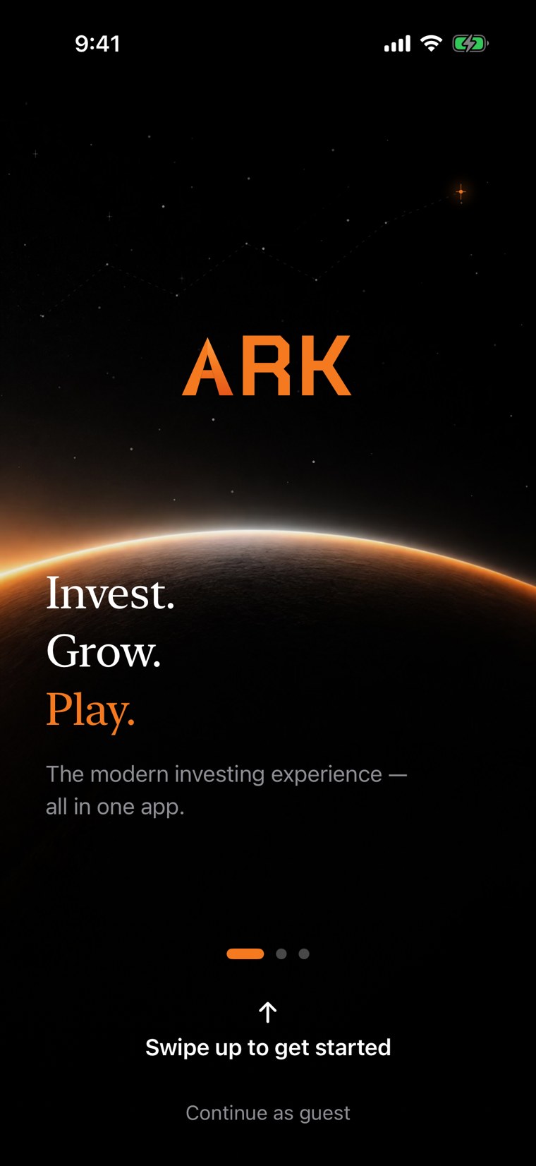ARK, Syntra's retail investing app for Egypt, onboarding screen